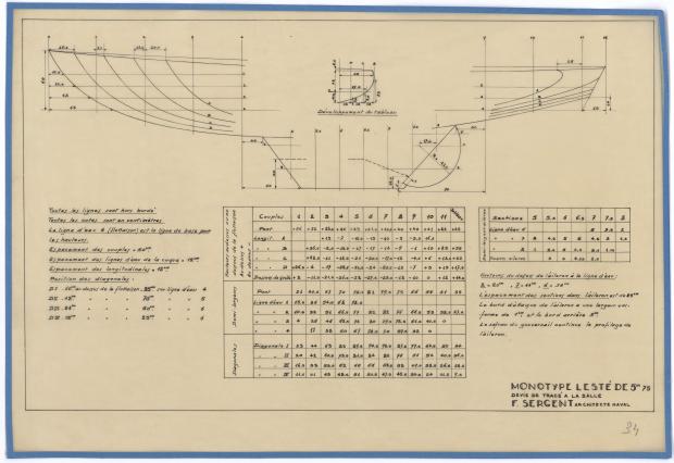 PLAN DE COQUE - MONOTYPE LESTE (1946) PLAN DE COQUE - MONOTYPE LESTE (1946)