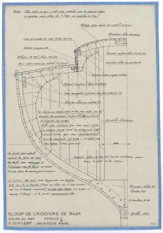PLAN DE CONSTRUCTION - SLOOP DE CROISIERE 9,25 M (1950)