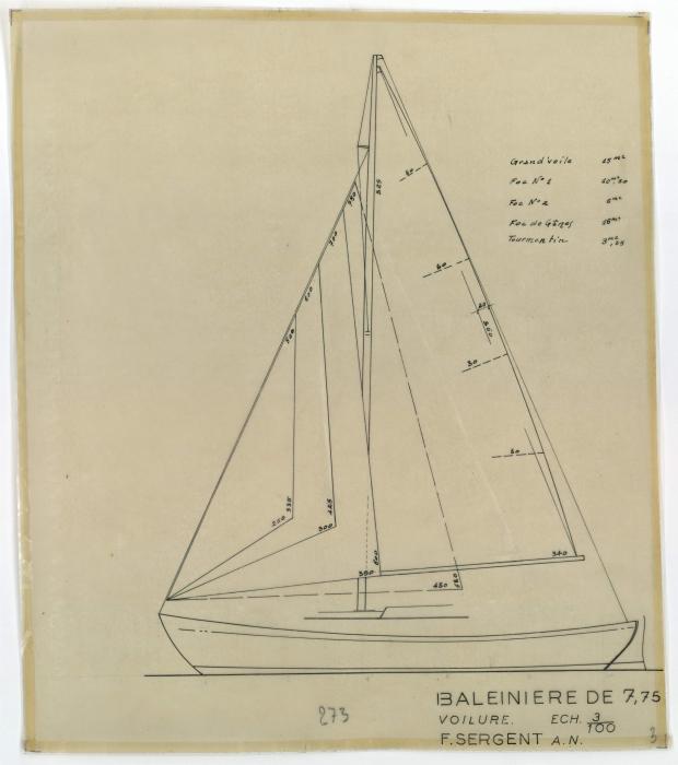 PLAN DE VOILURE/GREEMENT - BALEINIERE 7,75 M NIDJOUM (1952) PLAN DE VOILURE/GREEMENT - BALEINIERE 7,75 M NIDJOUM (1952)