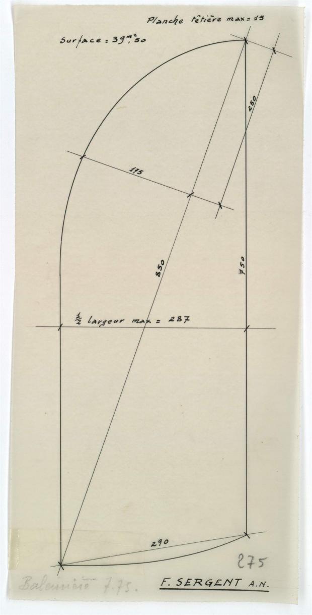 PLAN DE VOILURE/GREEMENT - BALEINIERE 7,75 M NIDJOUM (1952) PLAN DE VOILURE/GREEMENT - BALEINIERE 7,75 M NIDJOUM (1952)
