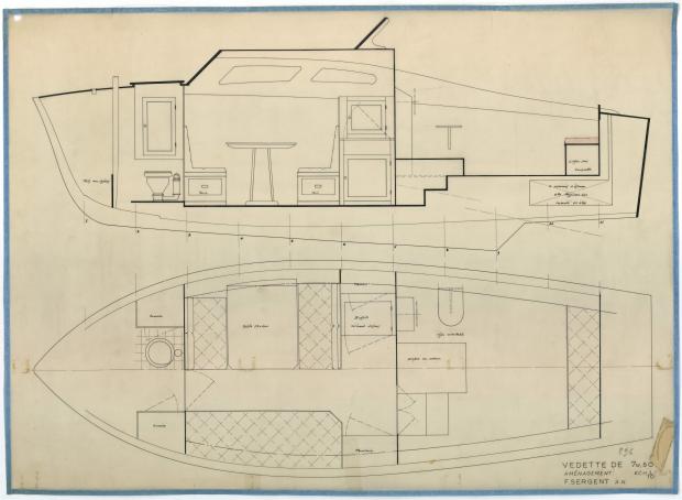 PLAN D'AMENAGEMENT - VEDETTE 7,50 M (1952) PLAN D'AMENAGEMENT - VEDETTE 7,50 M (1952)