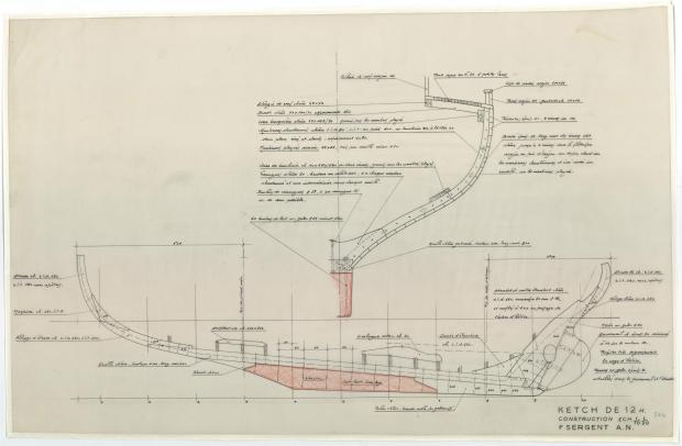 PLAN DE CONSTRUCTION - Reder-mor, ketch 12,00m (1953) PLAN DE CONSTRUCTION - Reder-mor, ketch 12,00m (1953)