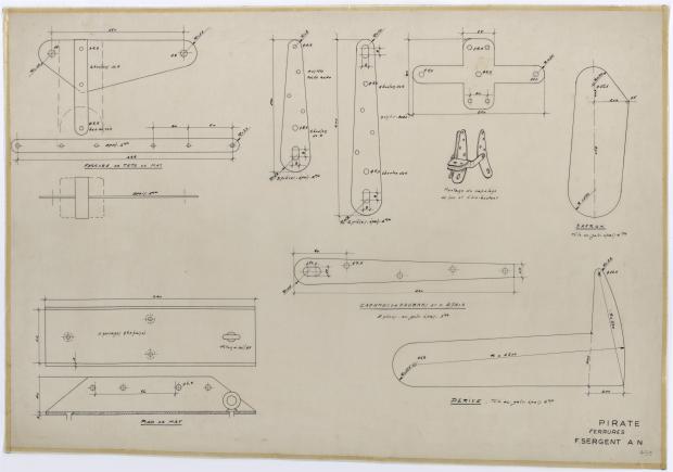 PLAN DE VOILURE/GREEMENT - PIRATE 5,75 m (1956)