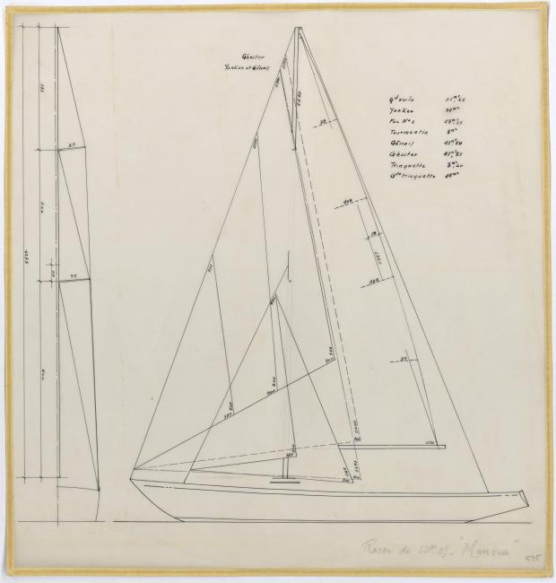 PLAN DE VOILURE/GREEMENT - MARITEA RACER DE 12,25 M (1958) PLAN DE VOILURE/GREEMENT - MARITEA RACER DE 12,25 M (1958)