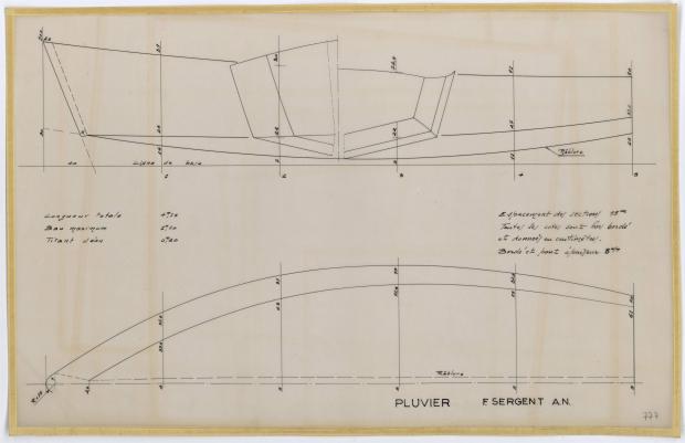 PLAN DE COQUE - PLUVIER DERIVEUR LESTE DE 6,60 m (1961) PLAN DE COQUE - PLUVIER DERIVEUR LESTE DE 6,60 m (1961)