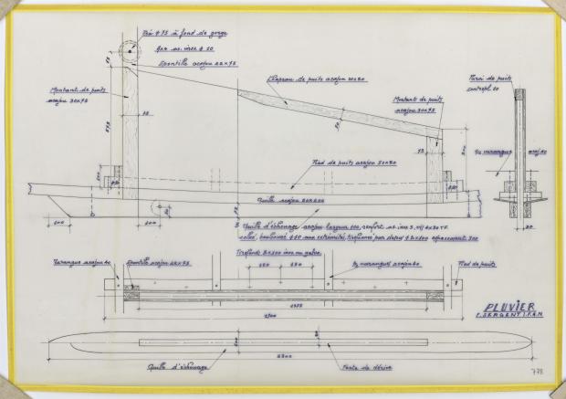 PLAN DE DERIVE/QUILLE - PLUVIER DERIVEUR LESTE DE 6,60 m (1961) PLAN DE DERIVE/QUILLE - PLUVIER DERIVEUR LESTE DE 6,60 m (1961)