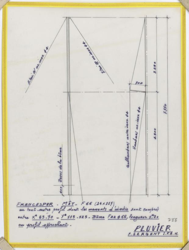 PLAN DE VOILURE/GREEMENT - PLUVIER DERIVEUR LESTE DE 6,60 m (1961) PLAN DE VOILURE/GREEMENT - PLUVIER DERIVEUR LESTE DE 6,60 m (1961)