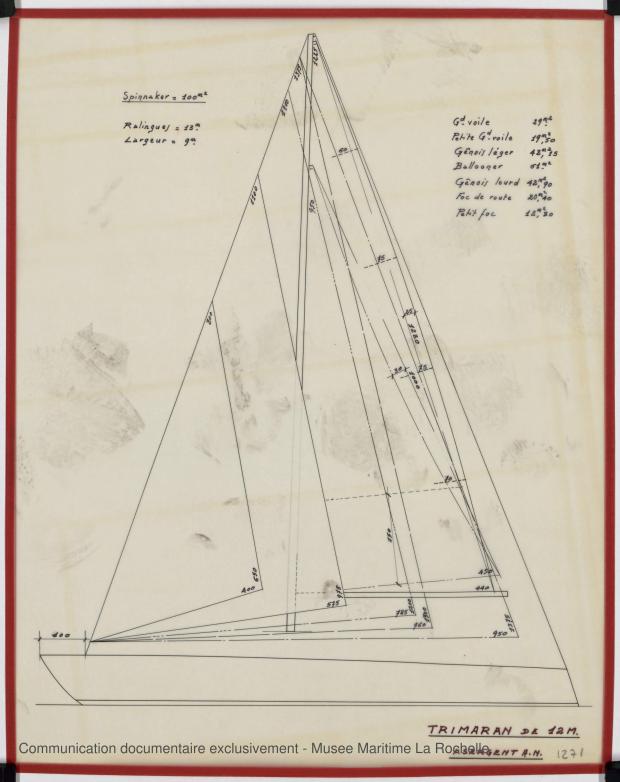 PLAN DE VOILURE/GREEMENT - Puka-Puka Trimaran 12 m (1971)