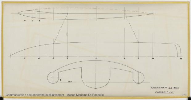 PLAN DE COQUE - Puka-Puka Trimaran 12 m (1971) PLAN DE COQUE - Puka-Puka Trimaran 12 m (1971)