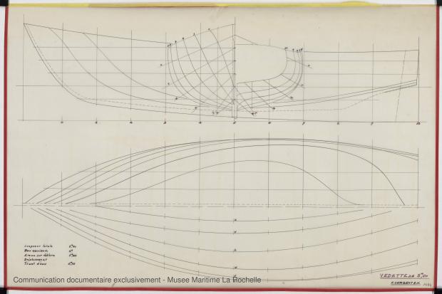 PLAN DE COQUE - Vedette 8,60 m (1975)