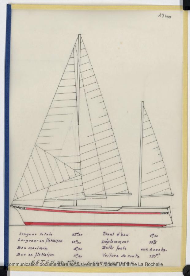 PLAN GENERAL - GOELETTE OU KETCH 15,50 M (1983) PLAN GENERAL - GOELETTE OU KETCH 15,50 M (1983)