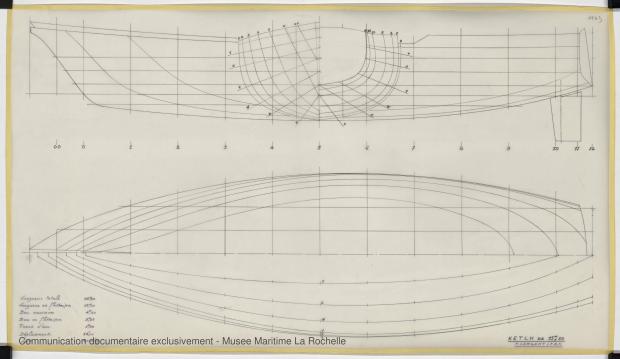 PLAN DE COQUE - GOELETTE OU KETCH 15,50 M (1983) PLAN DE COQUE - GOELETTE OU KETCH 15,50 M (1983)