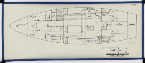PLAN D&#039;AMENAGEMENT  - GOELETTE OU KETCH 15,50 M (1983)
