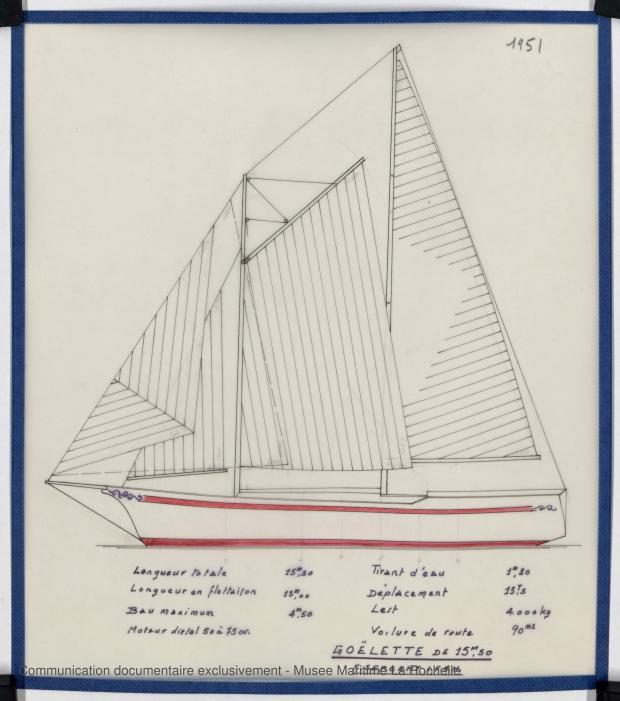 PLAN GENERAL - GOELETTE OU KETCH 15,50 M (1983) PLAN GENERAL - GOELETTE OU KETCH 15,50 M (1983)