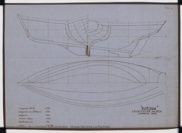 PLAN DE COQUE - KOMOG LANGOUSTIER 10.75 M (1985) PLAN DE COQUE - KOMOG LANGOUSTIER 10.75 M (1985)