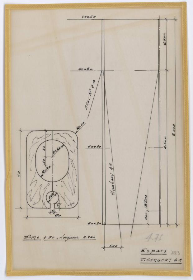 PLAN DE VOILURE/GREEMENT - PLUVIER DERIVEUR LESTE DE 6,60 m (1961) PLAN DE VOILURE/GREEMENT - PLUVIER DERIVEUR LESTE DE 6,60 m (1961)